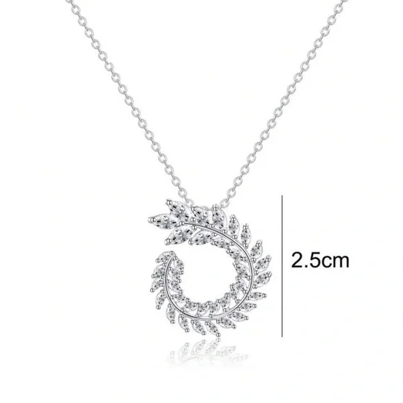 1pc Fashion Cubic Zirconia Leaf Pendant Necklace For Women For Daily Decoration - Picture 3 of 3